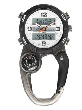 Dakota Analog & Digital Clip Pocket Watch with Alarm - Black